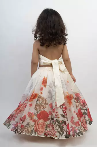 White printed organza co ord set