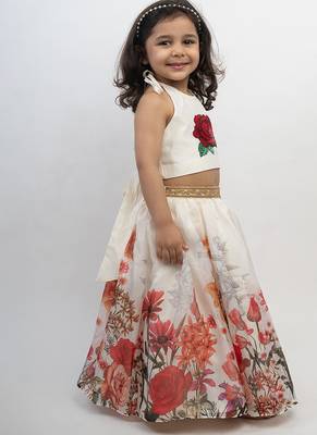 White printed organza co ord set 3