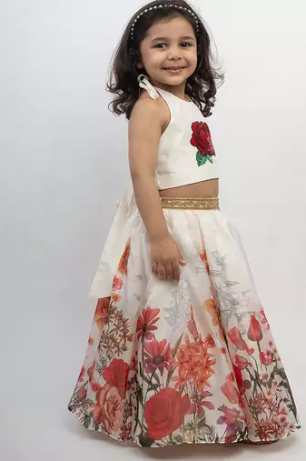 White printed organza co ord set