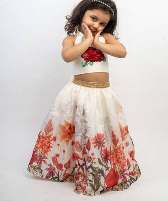 White printed organza co ord set 4