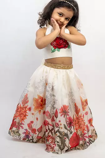 White printed organza co ord set