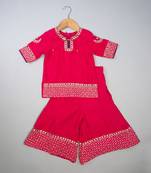 Pink embroidered silk Kurta Set