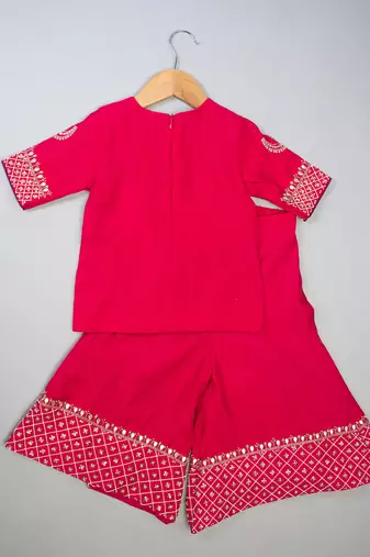 Pink embroidered silk Kurta Set