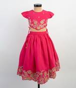 Pink embroidered silk lehenga