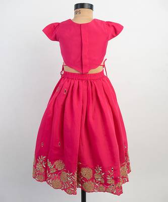 Pink embroidered silk lehenga 3