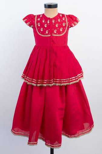 Pink embroidered silk lehenga