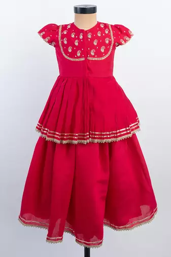 Pink embroidered silk lehenga