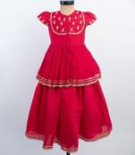 Pink embroidered silk lehenga