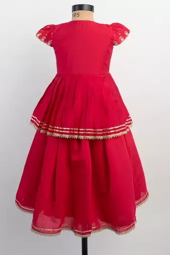 Pink embroidered silk lehenga