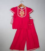 Pink embroidered silk kurta set