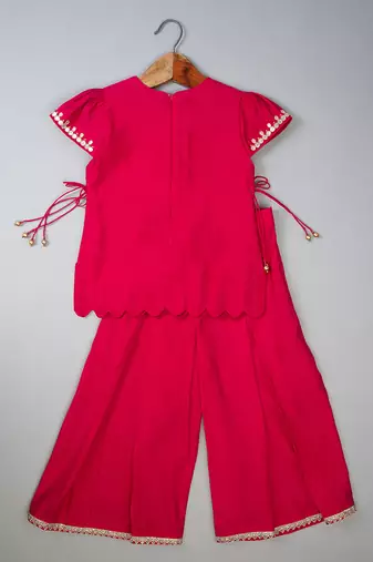 Pink embroidered silk kurta set