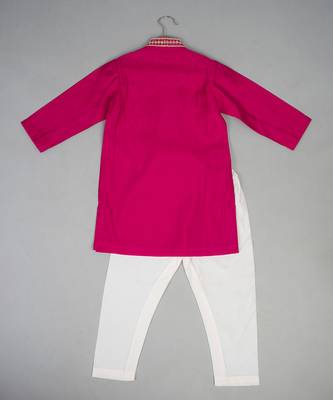 Pink embroidered silk kurta pyjama 3