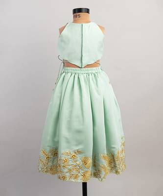 Blue embroidered silk lehenga 3