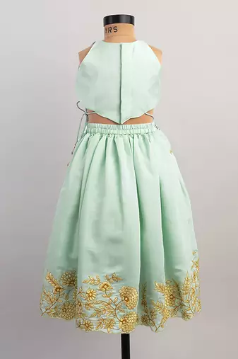 Blue embroidered silk lehenga
