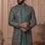 Green georgette embroidered premium designer indo western for men's