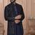 Blue velvet embroidered premium designer indo western for men's
