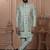 Green silk embroidered premium designer indo western for men's