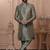 Green silk embroidered premium designer indo western for men's