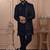 Blue velvet embroidered premium designer indo western for men's
