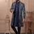 Blue silk embroidered premium designer indo western for men's