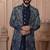 Blue silk embroidered premium designer indo western for men's