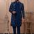 Blue velvet embroidered premium designer indo western for men's