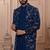 Blue velvet embroidered premium designer indo western for men's