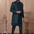 Blue silk embroidered premium designer indo western for men's