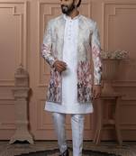 Multicolor silk embroidered premium designer indo western for men's