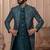 Green silk embroidered premium designer indo western for men's