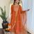 Women’s vichitra silk embroidered straight kurta set with pant & organza embroidered dupatta