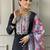 Women’s wine vichitra silk embroidered kurta set with pant & chinon laced dupatta
