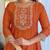 Women’s vichitra silk embroidered straight kurta set with pant & organza embroidered dupatta