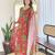 Women’s rayon printed flared kurta set with pant & linen printed dupatta