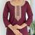 Women’s rayon embroidered straight kurta set with pant & taby printed dupatta