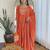 Women’s orange vichitra silk embroidered kurta set with rayon pant & dupatta
