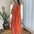 Women’s orange vichitra silk embroidered kurta set with rayon pant & dupatta