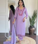 embroidered viscose straight kurta set with bsy pant & stylish taby printed dupatta