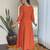Women’s orange vichitra silk embroidered kurta set with rayon pant & dupatta