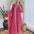 Women’s viscose silk embroidered straight kurta set with pant & viscose jacquard printed dupatta