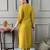 Women’s mustard chanderi embroidered kurta set with pant & viscose jacquard dupatta