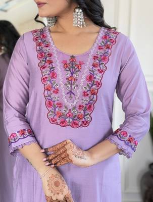 embroidered viscose straight kurta set with bsy pant & stylish taby printed dupatta 4