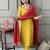 Women’s mustard chanderi embroidered kurta set with pant & viscose jacquard dupatta