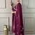 Women’s vichitra silk embroidered flared kurta set with viscose silk pant & chinon lace dupatta