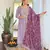 Women's lavender embroidered kurta set in bsy viscose with silk blend lace dupatta