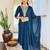 Women’s rayon embroidered straight kurta set with pant & silk chiffon printed dupatta