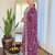 Women's lavender embroidered kurta set in bsy viscose with silk blend lace dupatta