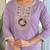 Women's lavender embroidered kurta set in bsy viscose with silk blend lace dupatta