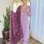 Women's lavender embroidered kurta set in bsy viscose with silk blend lace dupatta
