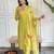 Women’s rayon slub embroidered straight kurta set with pant & pure organza printed dupatta